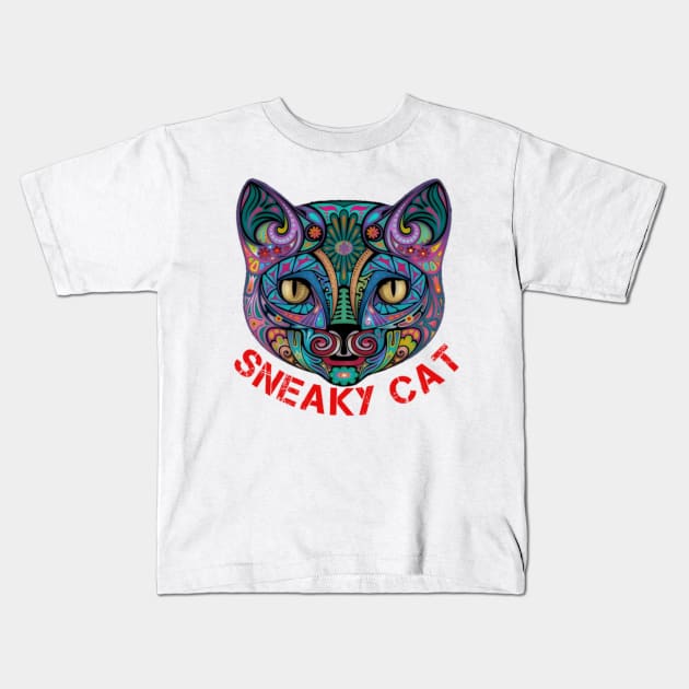 Sneaky Cat Kids T-Shirt by Gilangdiska